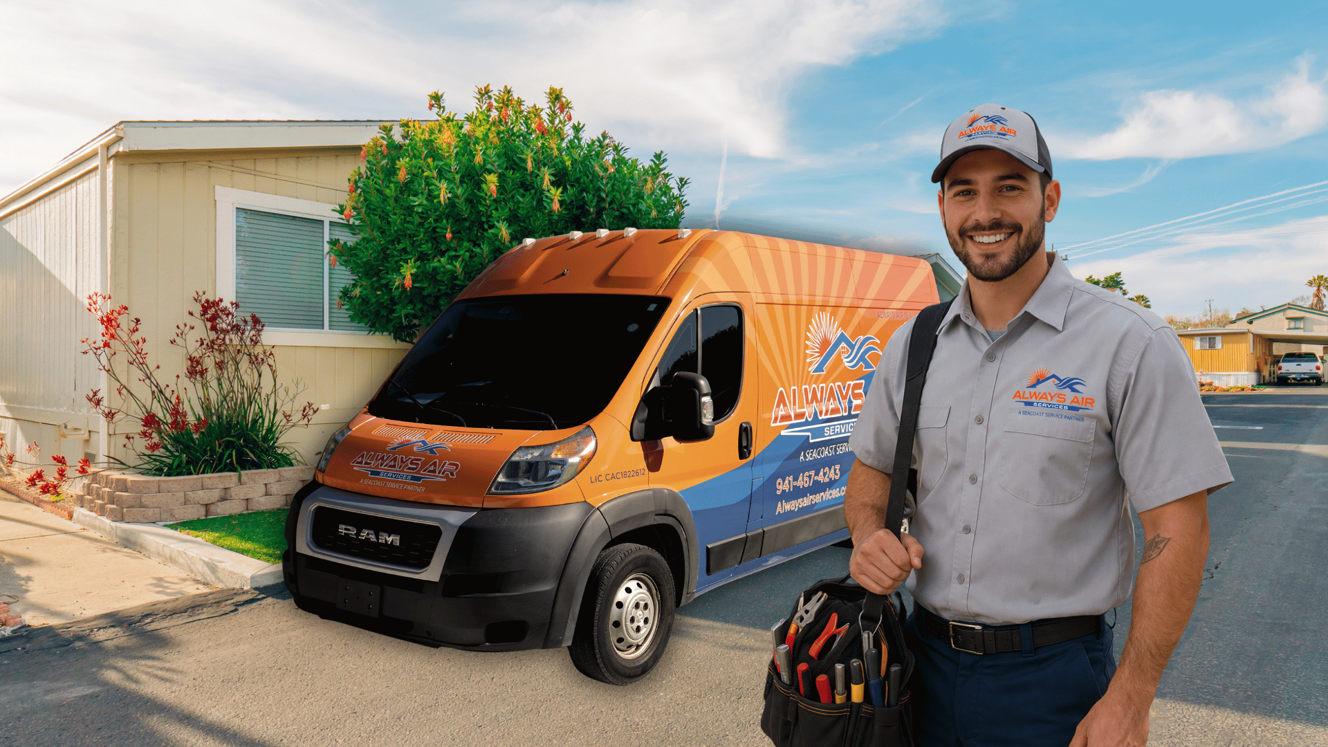 Always Air technician and service van in Port Charlotte